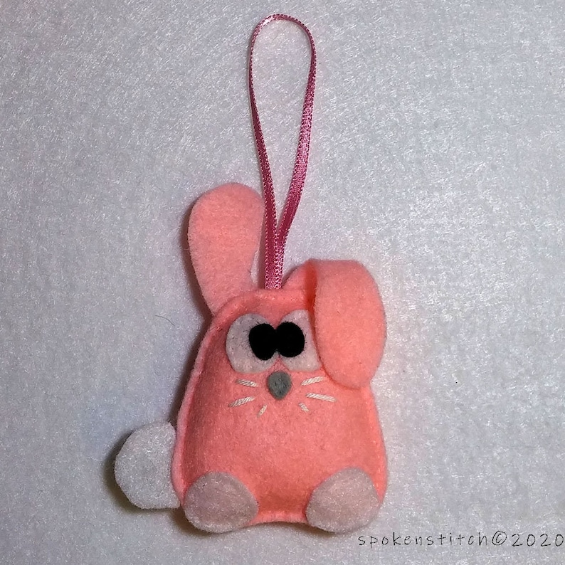 PATTERN Bunny Rabbit Ornament Pink Bunny Rabbit Felt Christmas Ornament Easter image 1