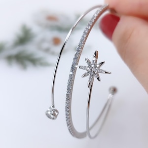 Northern Star Zircon Bracelet – Elegant Silver Jewelry Gift, Waterproof Northern Star Zircon Bracelet Gift for Her, North Star Jewerly Set