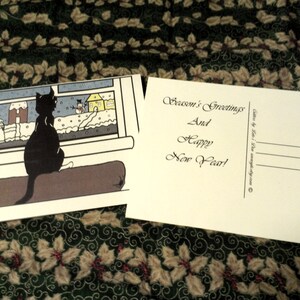 Post card- Seasons Greetings Cat
