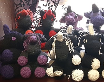 Crochet Goth Unicorn **MADE TO ORDER**