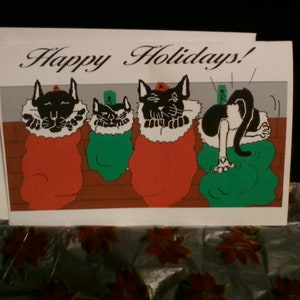 Cat Christmas Card stocking cats image 2