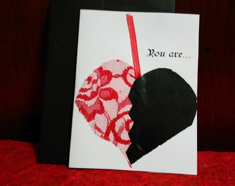 Goth Greeting Card-Dark Two-Halves Heart