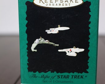 FREE SHIPPING ! 1995 THE SHIPS OF STAR TREK 3 Hallmark Keepsake Ornaments  NIB