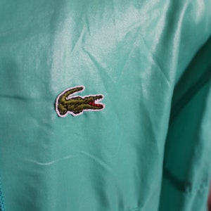 Vintage 80's Izod Lacoste 1/4 Zip Jersey Teal Chaqueta cortavientos con capucha Preppy Grande imagen 3