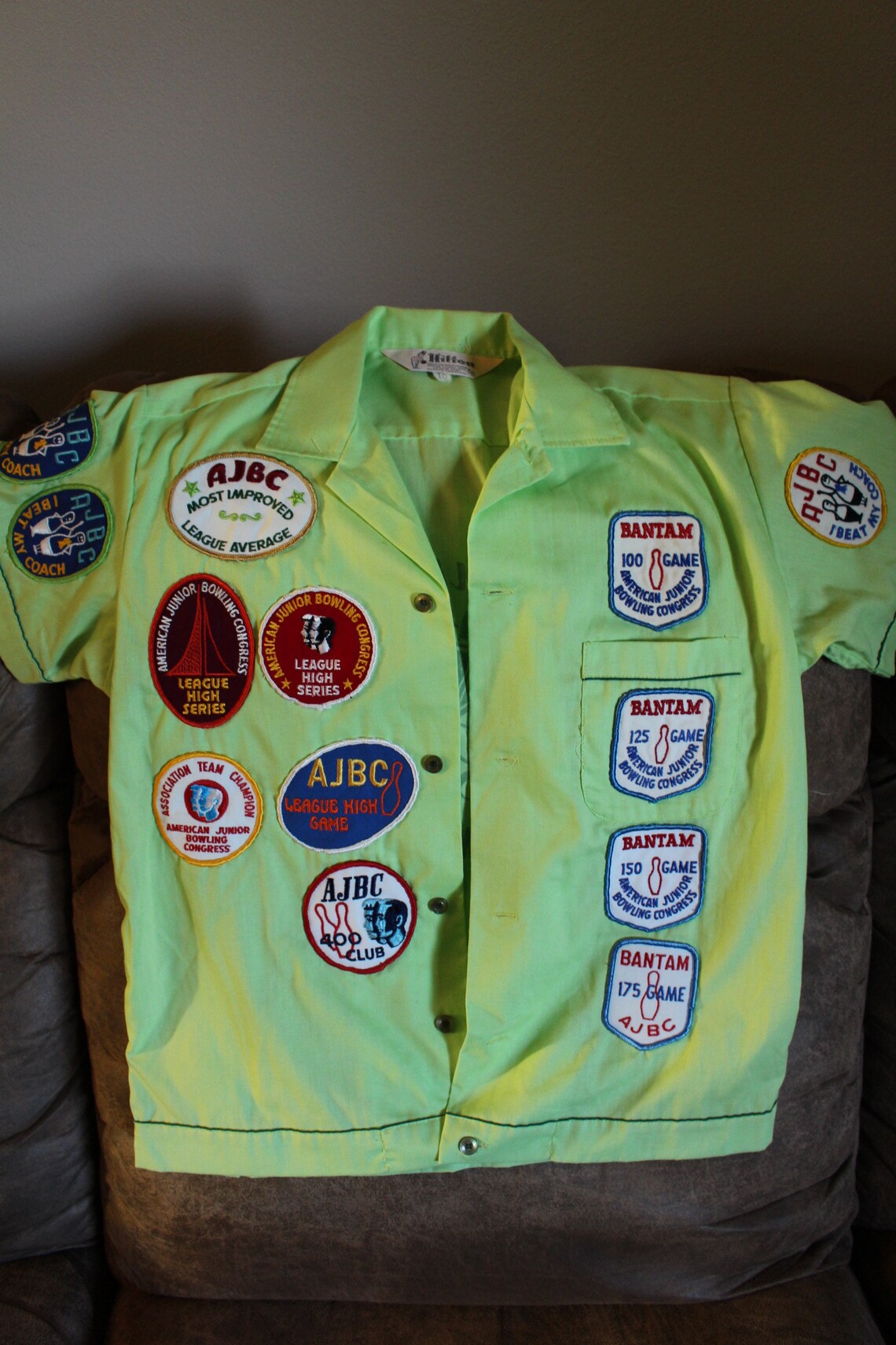Vintage 1960's HILTON Youth Bowling Shirt with Patches Etsy
