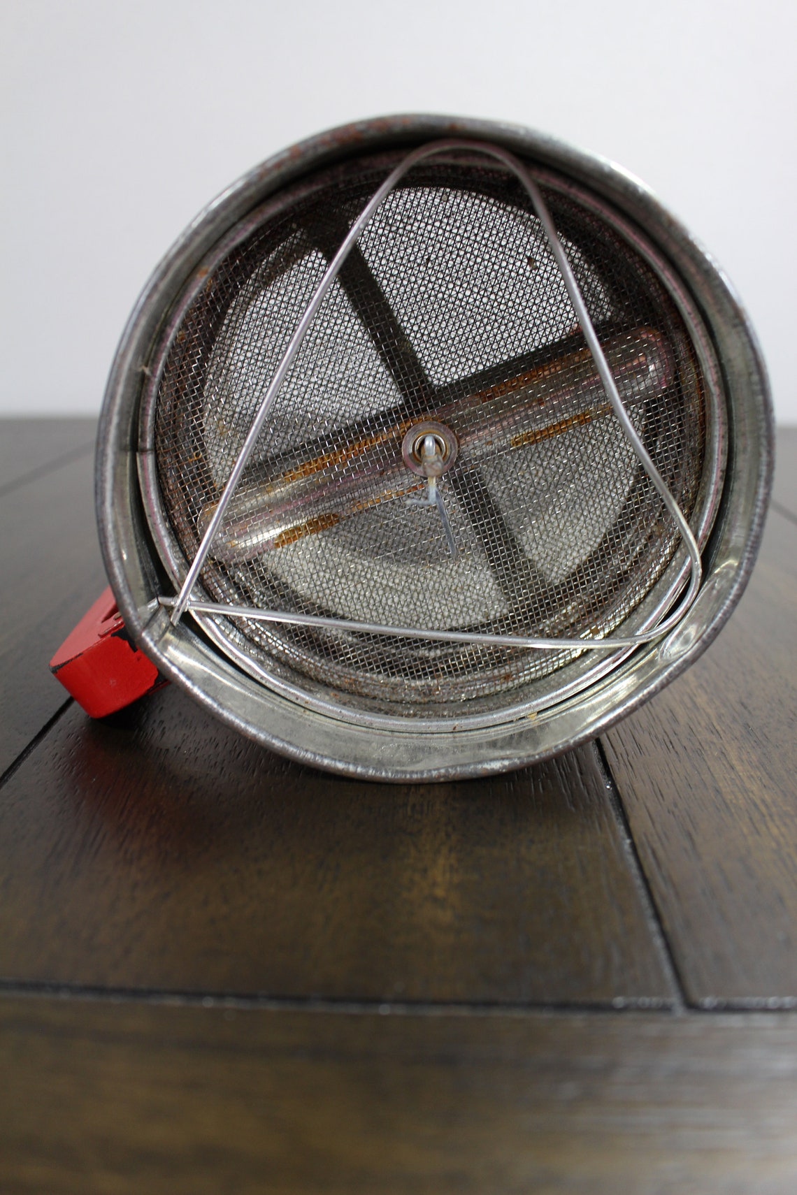 Vintage Androck Hand Flour Sifter Red Wood Handle Crank Etsy