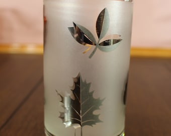 Vintage Libbey Frosted Foliage Silver Leaf 12 ounce Tumbler Water Glass  Replacement Glass