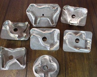 Primitive Soldered Tin Flat Back Lot of 7 Cookie Cutters Farmhouse