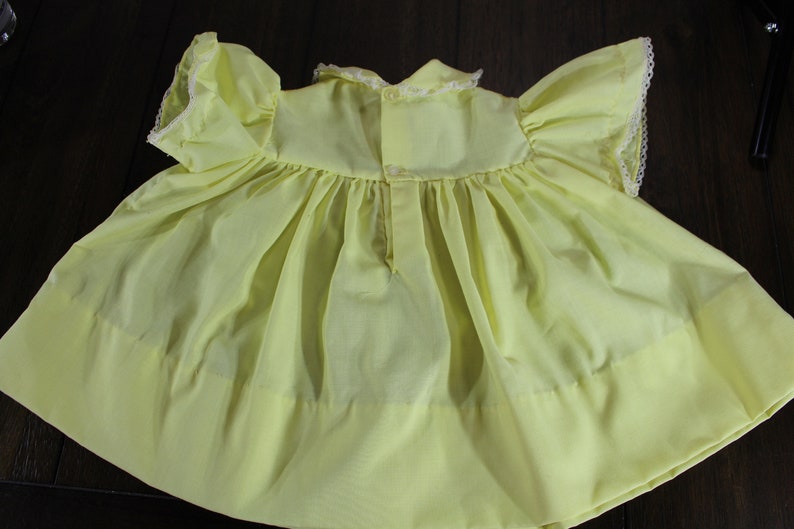 Vintage Baby Dress 69 Months Yellow Smocked Front With Blue Etsy