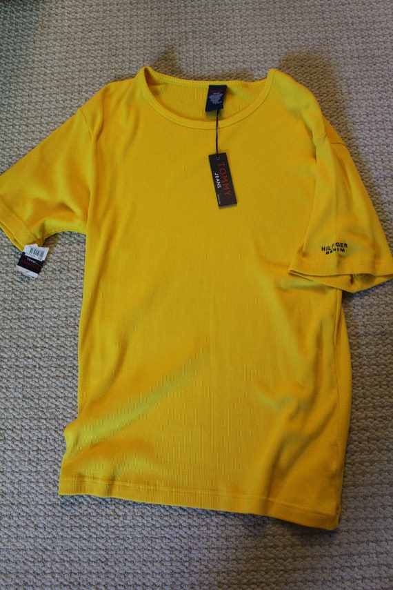 Vintage 90's TOMMY Jeans Sunny Yellow Ribbed Shirt