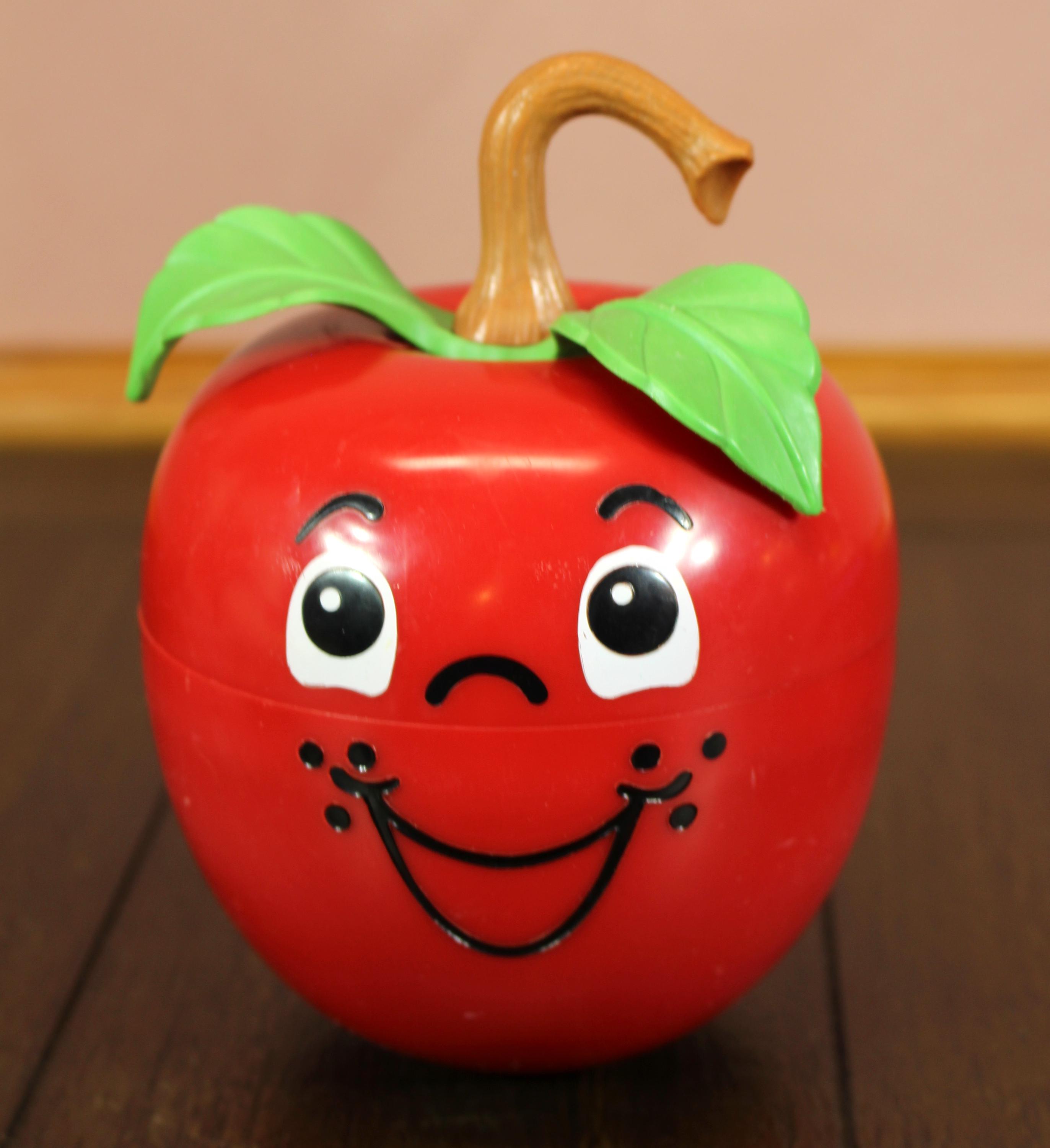 Vtg Fisher Price Happy Apple Roly Poly Chime Toy #435 Long Stem Version ...