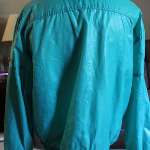 Vintage 80's Izod Lacoste 1/4 Zip Jersey Teal Chaqueta cortavientos con capucha Preppy Grande imagen 7