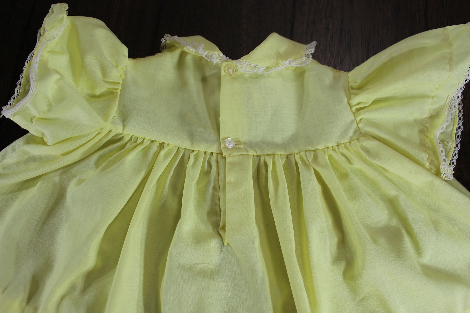 Vintage Baby Dress 69 Months Yellow Smocked Front With Blue Etsy