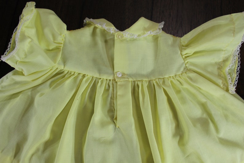 Vintage Baby Dress 69 Months Yellow Smocked Front With Blue Etsy