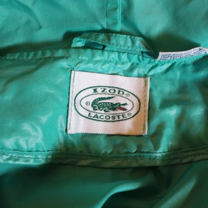 Vintage 80's Izod Lacoste 1/4 Zip Jersey Teal Chaqueta cortavientos con capucha Preppy Grande imagen 8