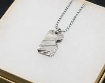 Handcrafted Sterling Silver Abstract Pendant - Unique Geometric Necklace - Modern Sterling Silver Pendant with Abstract Design