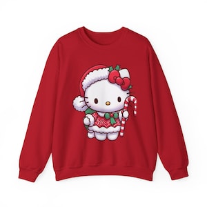 Kitty sweatshirt Christmas, Cute Holiday Jumper, Cozy Winter Pullover, Festive Crew Neck Top, Xmas Gift for Her, Unisex Kawaii Shirt
