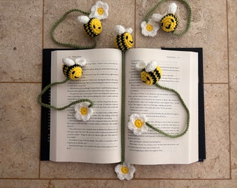 Crocheted Bee Bookmark - Handmade Book Lover Gift, cute gift idea