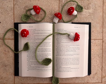 Crocheted Mushroom Bookmark, cute crochet bookmarks, Handmade crochet bookmark