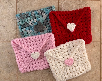Handmade Granny Square Crocheted Kindle/Book Sleeve,  Love Letter