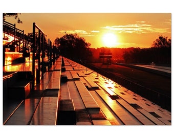 Sunset Over the Stands- matte photographic print of sunset at the speedway