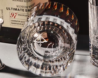 Engraved Luxury Zodiac Crystal Whiskey Tumbler Hand-Carved Constellation Bourbon Glass with 12 Astrology Signs Unique Gift for Zodiac Lovers