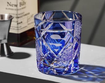 Vintage Kiriko Superhero Crystal Whisky Glass Hand-Carved Bourbon Glassware Unique Luxury Whiskey Tumbler Barware Collection Men Gift Idea