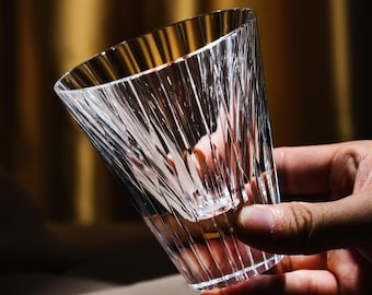 Lead-free Crystal Rocks Glass Hand Engraved Whiskey Glasses Premium Shining Glassware for Bourbon & Scotch Lovers Barware Gift for Him/Her