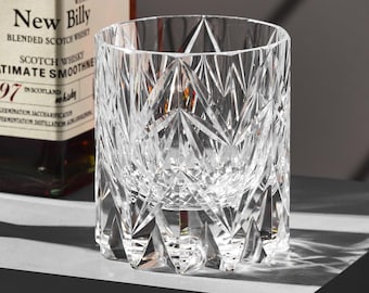 Vaso de whisky japonés de lujo tallado a mano: vaso bajo grabado, exclusivo para amantes del whisky, regalo ideal para el bar de casa.