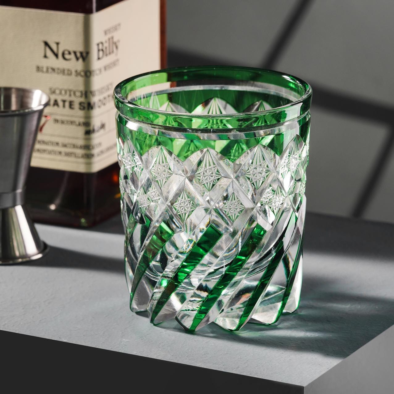 Satsuma Kiriko Crystal Whiskey Glass, Hand-Carved Unique Japanese Tumbler, Collectible Vintage Barware, Birthday and Father’s Day Gift Idea