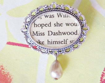 Jane Austen Jewellery Jane Austen Brooch Pin Literary Gift Literary Brooch