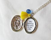 Inspirational Quote Locket Necklace She Believed She Could So She Did Tassel Bridal Customized Jewellery Typography Bookworm Gift Bookish