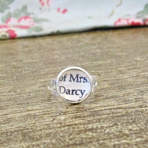 Anillo de la Sra. Darcy, joyería de Jane Austen, Orgullo y prejuicio, anillo ajustable chapado en plata