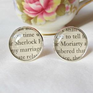 Sherlock Holmes Cuff Links: Book Page Jewelry, Literary Gift