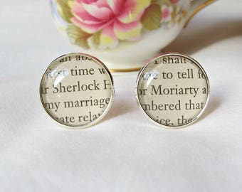 Sherlock Holmes Cuff Links: Book Page Jewelry, Literary Gift