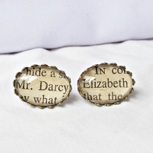 Pride and Prejudice Earrings Studs Jane Austen Jewelry Jewellery Elizabeth Bennet Mr Darcy For Women Her Chunky Gift Bookish Bookworm image 1