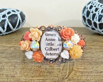 Anne of Green Gables Jewelry Jewellery Cuff Bangle Bracelet Shirley Gilbert Blythe Orange White Flower Copper Botanical Gift For Women