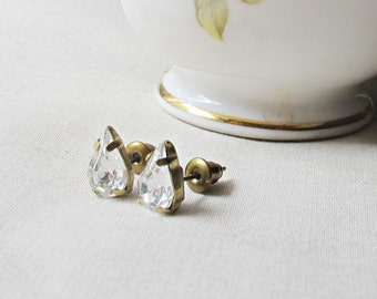 Crystal Clear Swarovski Earrings Jewelry Ear Studs Vintage Teardrop Pear For Women Jewellery Small April Birthstone dspdavey Gift
