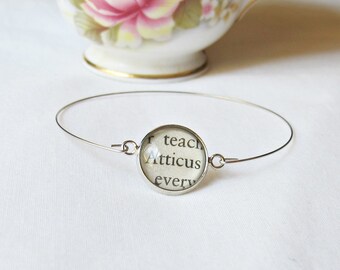 To Kill a Mockingbird Stacking Bangle Jewelry Atticus Finch Bracelet Vintage Silver Literature Jewellery For Women Bookworm Gift