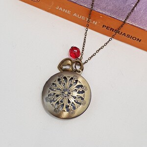Jane Austen Locket Necklace: Persuasion Quote, Filigree Brass Jewelry ...