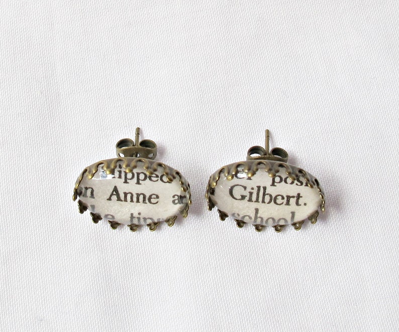 Anne of Green Gables Earrings Ear Studs Jewelry Anne Shirley Gilbert Blythe Mismatched Bookworm Gift Literary Bookish For Women image 4