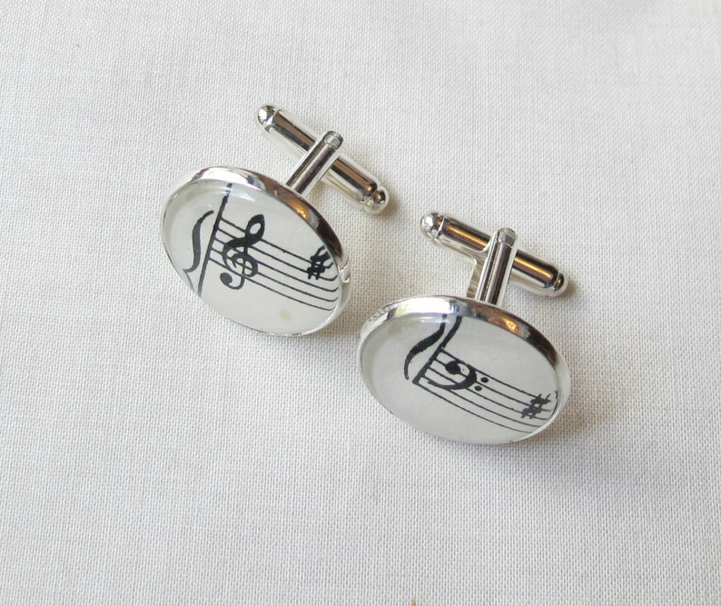 Music Gift Cuff Links for Him Sheet Musician Treble Bass Clef - Etsy