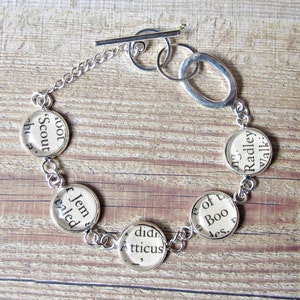 To Kill a Mockingbird Bracelet. Jewelry Jewellery Silver Plate Text Classic Literature. Atticus Finch Boo Radley Bookworm Gift image 3