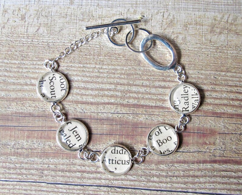 To Kill a Mockingbird Bracelet. Jewelry Jewellery Silver Plate Text Classic Literature. Atticus Finch Boo Radley Bookworm Gift image 3