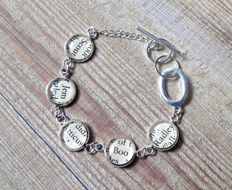 To Kill a Mockingbird Bracelet. Jewelry Jewellery Silver Plate Text Classic Literature. Atticus Finch Boo Radley Bookworm Gift image 5