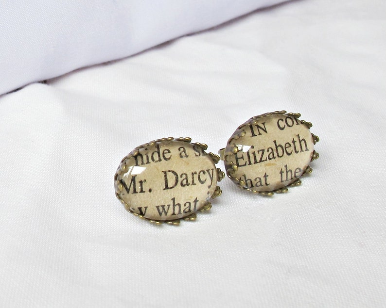 Pride and Prejudice Earrings Studs Jane Austen Jewelry Jewellery Elizabeth Bennet Mr Darcy For Women Her Chunky Gift Bookish Bookworm image 3