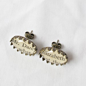 Pride and Prejudice Earrings Studs Jane Austen Jewelry Jewellery Elizabeth Bennet Mr Darcy For Women Her Chunky Gift Bookish Bookworm image 4