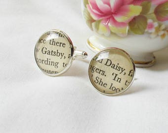 The Great Gatsby Cuff Links F Scott Fitzgerald Bridal Cufflinks Geekery Wedding Groom Literature Bookworm Gift Daisy Buchanan Jay Librarian