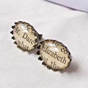 Pride and Prejudice Earrings Studs Jane Austen Jewelry Jewellery Elizabeth Bennet Mr Darcy For Women Her Chunky Gift Bookish Bookworm image 2
