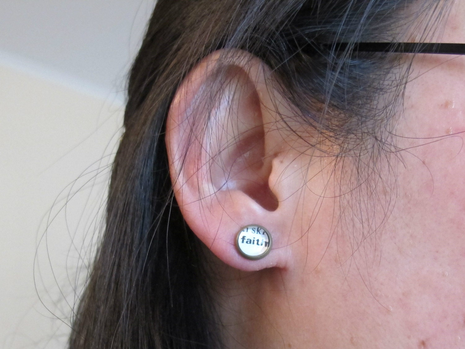 Yes No Earrings Ear Studs. Post Typography Dictionary Text Book Page